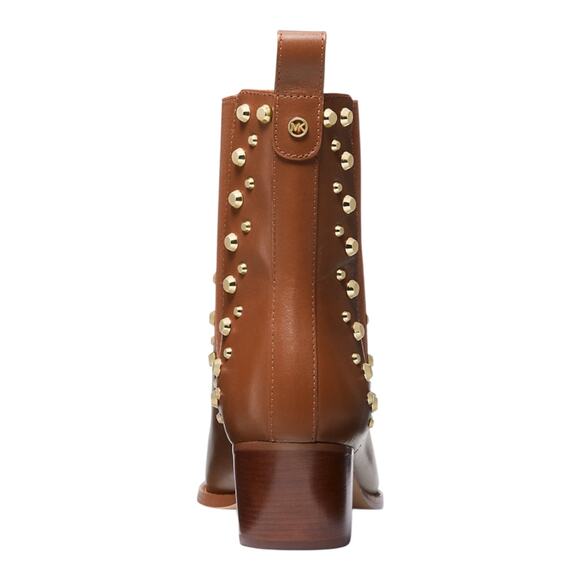 Michael Kors Women's Kinlee Leather Studded Ankle Chelsea Booties Brown Size 9 - Picture 3 of 3
